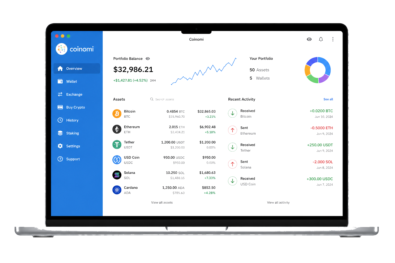Coinomi desktop wallet on Windows and macOS